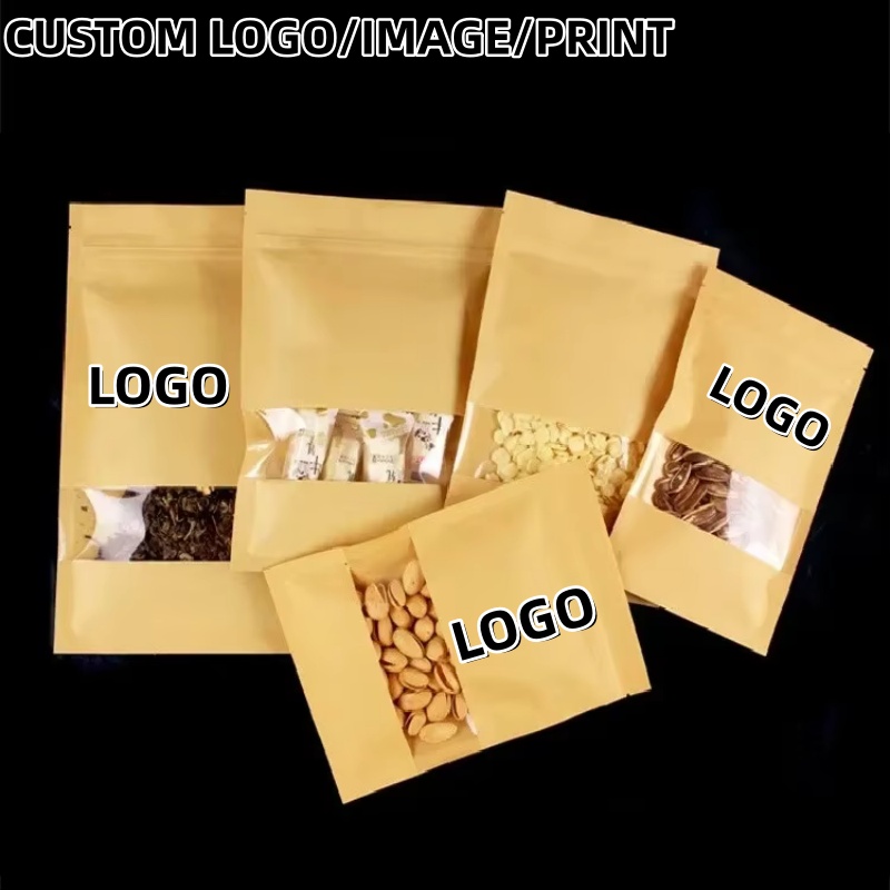 Logo Food Snack - Sacos de papel kraft com fundo